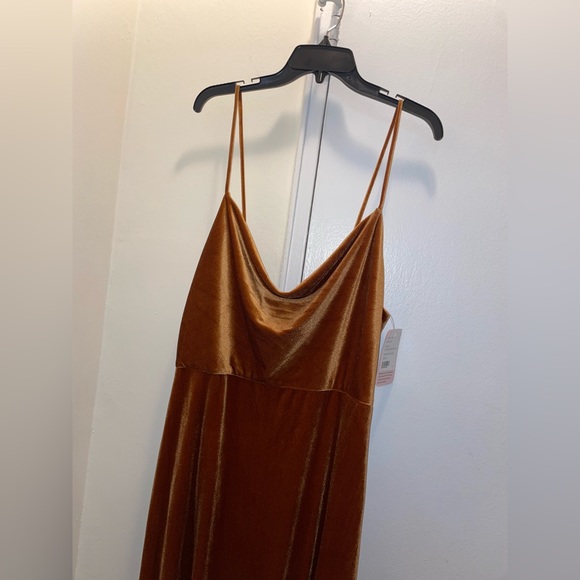 NWT After Six Cowl Neck Velvet Maxi Dress Gown Golden Almond Size 14 - Picture 5 of 14